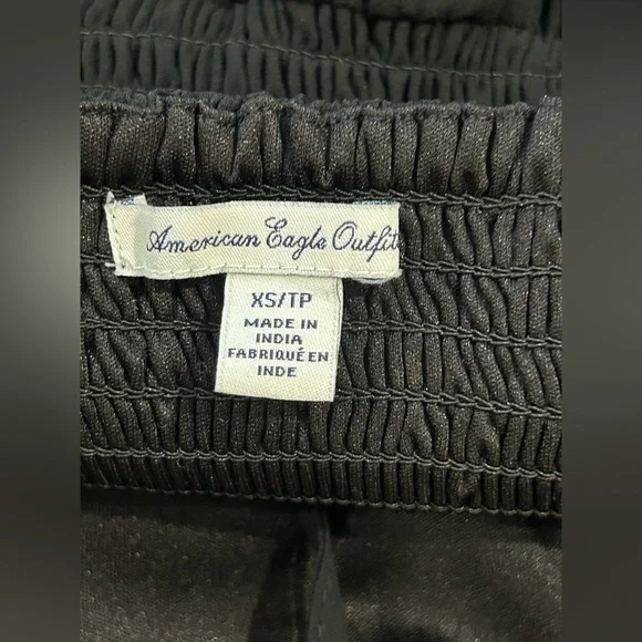 American Eagle Black Chiffon Dress XS S Boho Handkerchief Hem Summer Dark Fairy - Picture 8 of 9